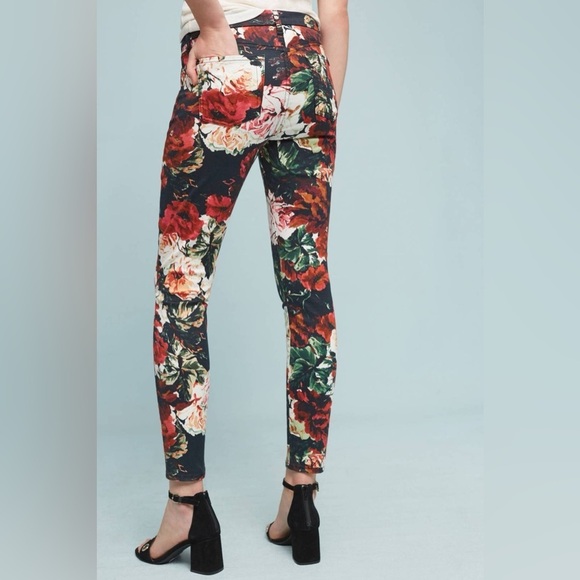 7 For All Mankind • Floral Red Black Skinny Pants - Picture 10 of 11
